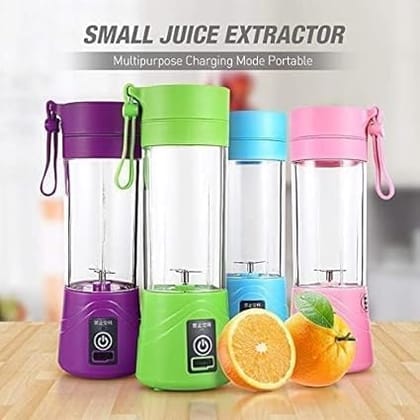 Portable 6-Blade Juicer Blender with Built-In Jar, Juice Mixer Bottle, Fruit Juice Machine, USB Rechargeable Personal Size Juicer Grinder for Juices, Kitchen Appliance for Protein & Milk Shakes (Multi Colour)
