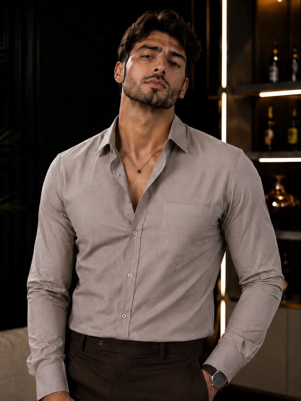Men's Premium Light Grey Formal Shirt