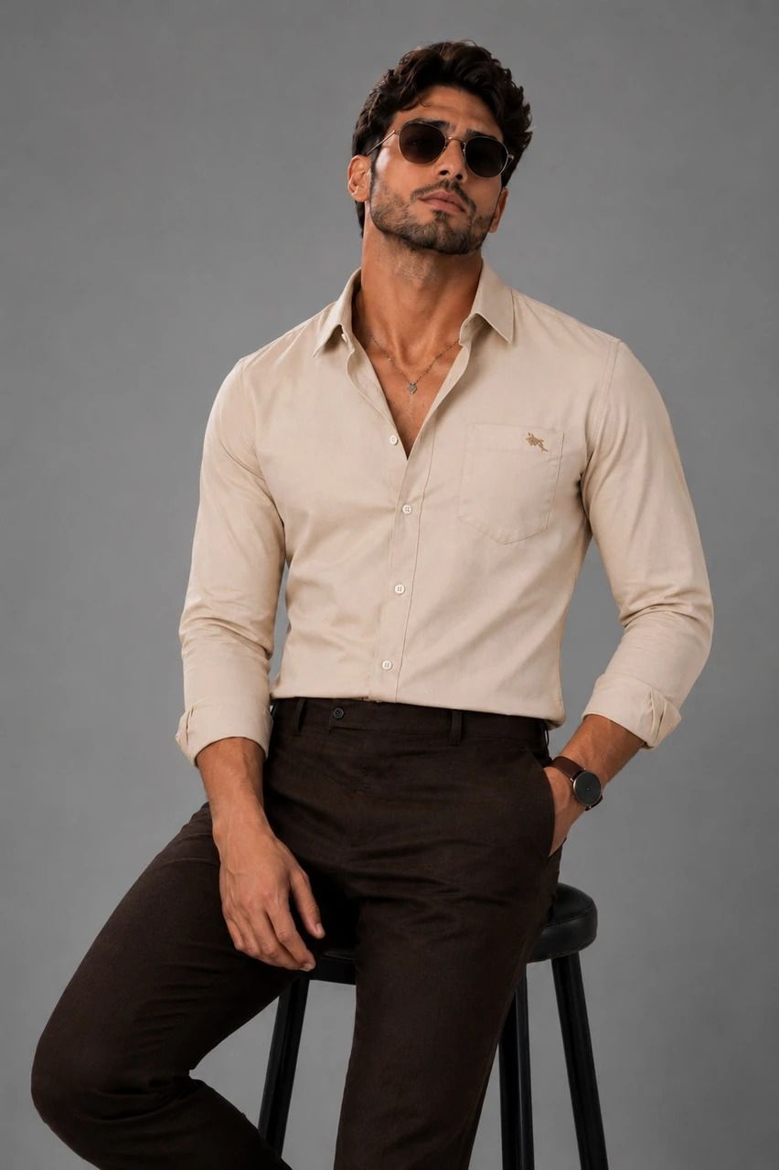 Men's Premium Beige Formal Shirt