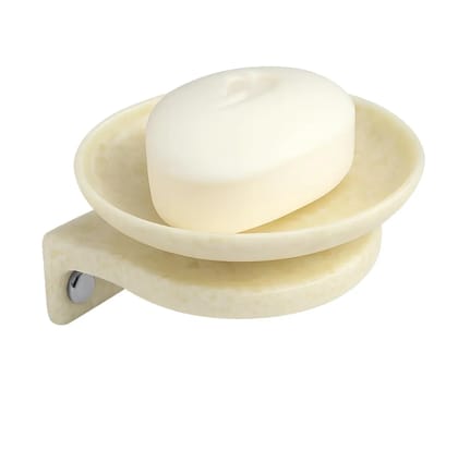Ceramic Ivory Unbreakable Soap Dish Round Glossy Finish (RM-121)