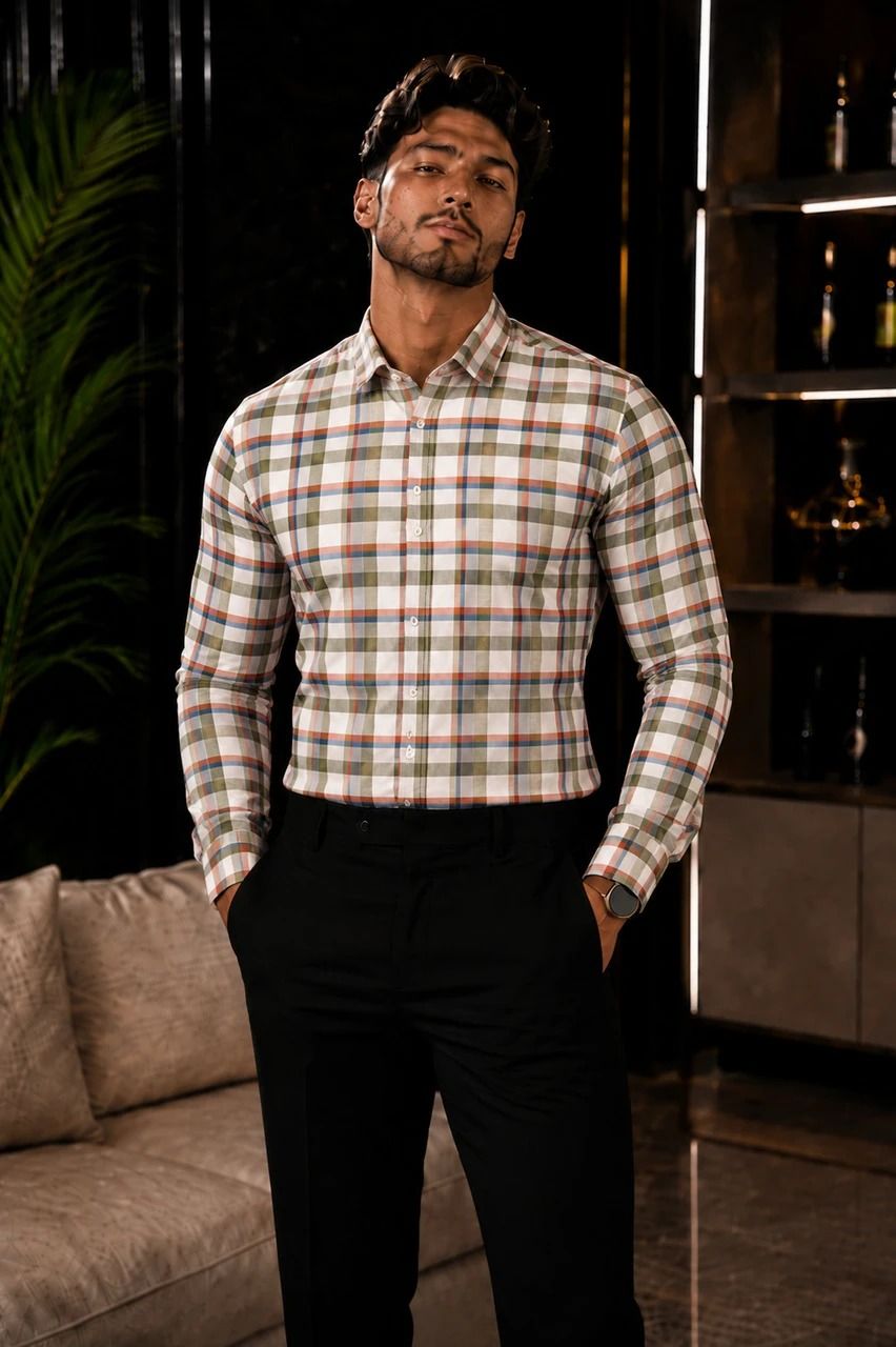Enrich Fashion Factory Men's White & Black  multicolour Checkered Casual Shirt
