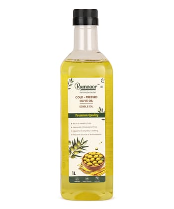 Ramnoor Pure Organic Virgin Olive Oil 1L | Cold Pressed | Unrefined | Pure & Natural | Rich Flavor | Cooking & Salad Oil