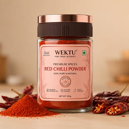 WEKTU Premium Red Chilli Powder | 100% Pure & Natural Lal Mirch Powder | Rich Color, Authentic Taste & Aroma | Hygienically Packed | No Added Colors & Preservatives WEKTU Premium Red Chilli Powder | 100% Pure & Natural Lal Mirch Powder | Rich Color, Authentic Taste & Aroma | Hygienically Packed | No Added Colors & Preservatives
