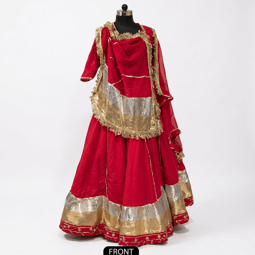 Women's Red and Gold Traditional Anarkali Gown with Dupatta