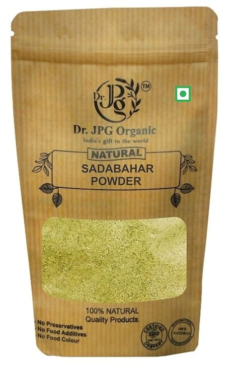 Dr. JPG Organic Herbals Natural Sadabahar leaf Powder-200g / Catharanthus Roseus/Nithyakalyani/Vinca Rosea Shade Dried Leaves/ISO & FSSAI Certified. (200G)