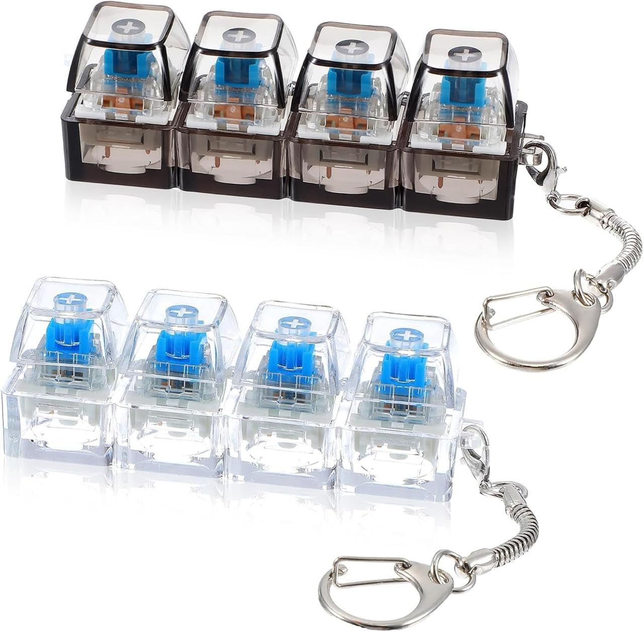 4 in 1 Keyboard Fidget Clicker Toy | Mechanical Key Button Cube with Silent & Loud Clicks | Stress Relief Keychain Toy for Kids & Adults (Multicolor)