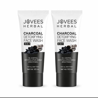 Jovees Activated Charcoal Detoxifying Face Wash | Deep Pore Cleansing || COMBO PACK OF 2PCS(EACH-120ML)