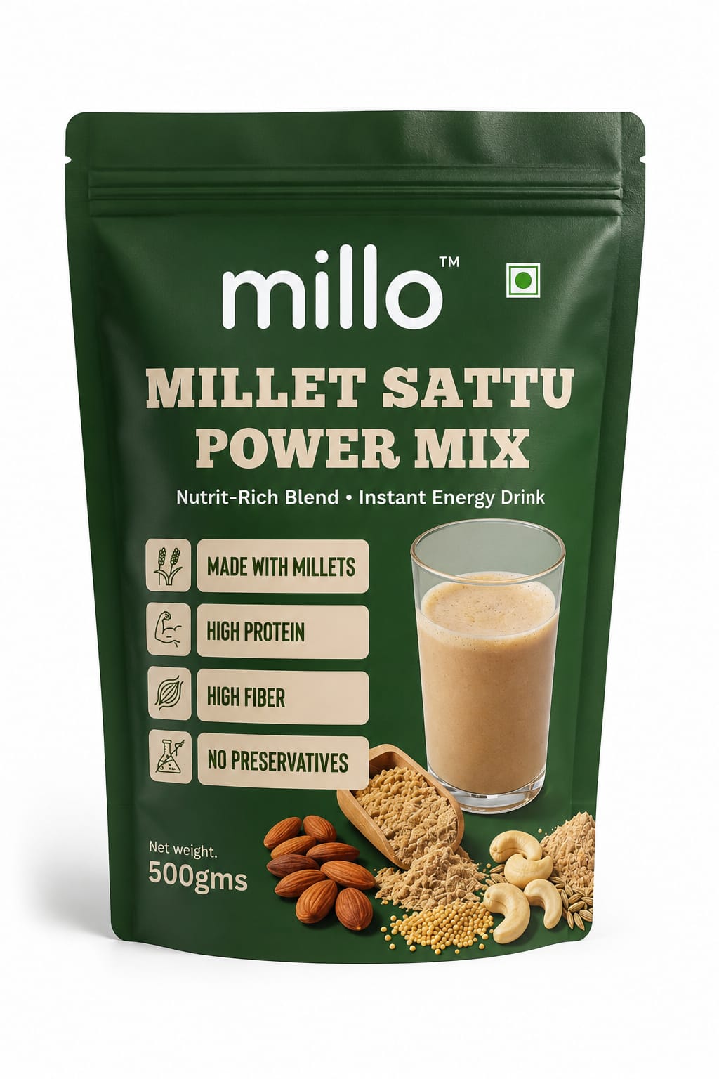 MILLO Millet Sattu Power Mix (500 g)
