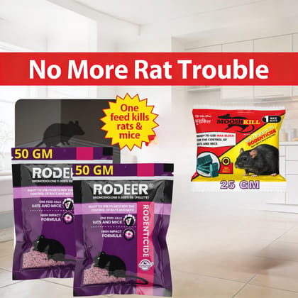 Powerfull Rat Killer Cake & Pellets Combo | Make Your Home Rats & Rodents Free | 50GMx2+25GMx1