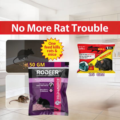 Powerfull Rat Killer Cake & Pellets Combo | Make Your Home Rats & Rodents Free | 50GMx1+25GMx1