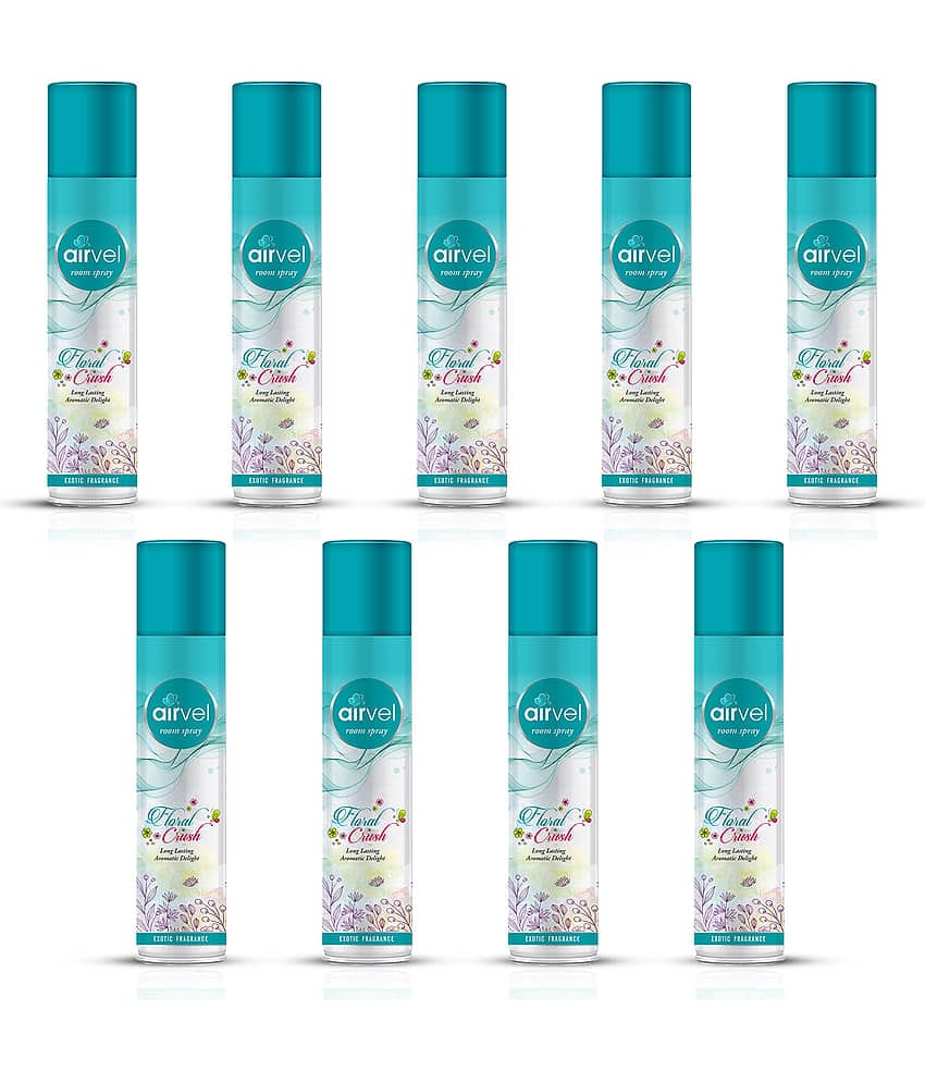 Airvel Floral Fragrance Room Spray Air Freshener for Home, Bathroom and Car 217ml ( Pack of 9 )