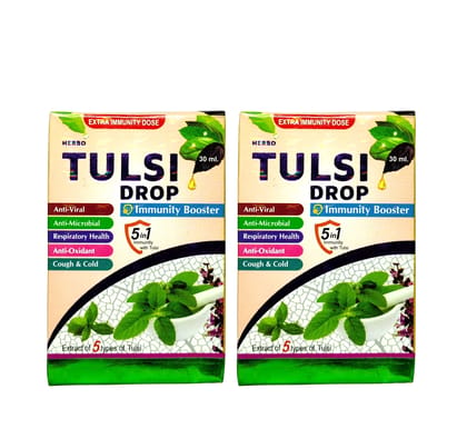 Herbs & Drugs Pure Tulsi Drops (Pack of 2) – 100% Natural-Herbal Concentrated Panch Tulsi Extract for Immunity & Respiratory Support