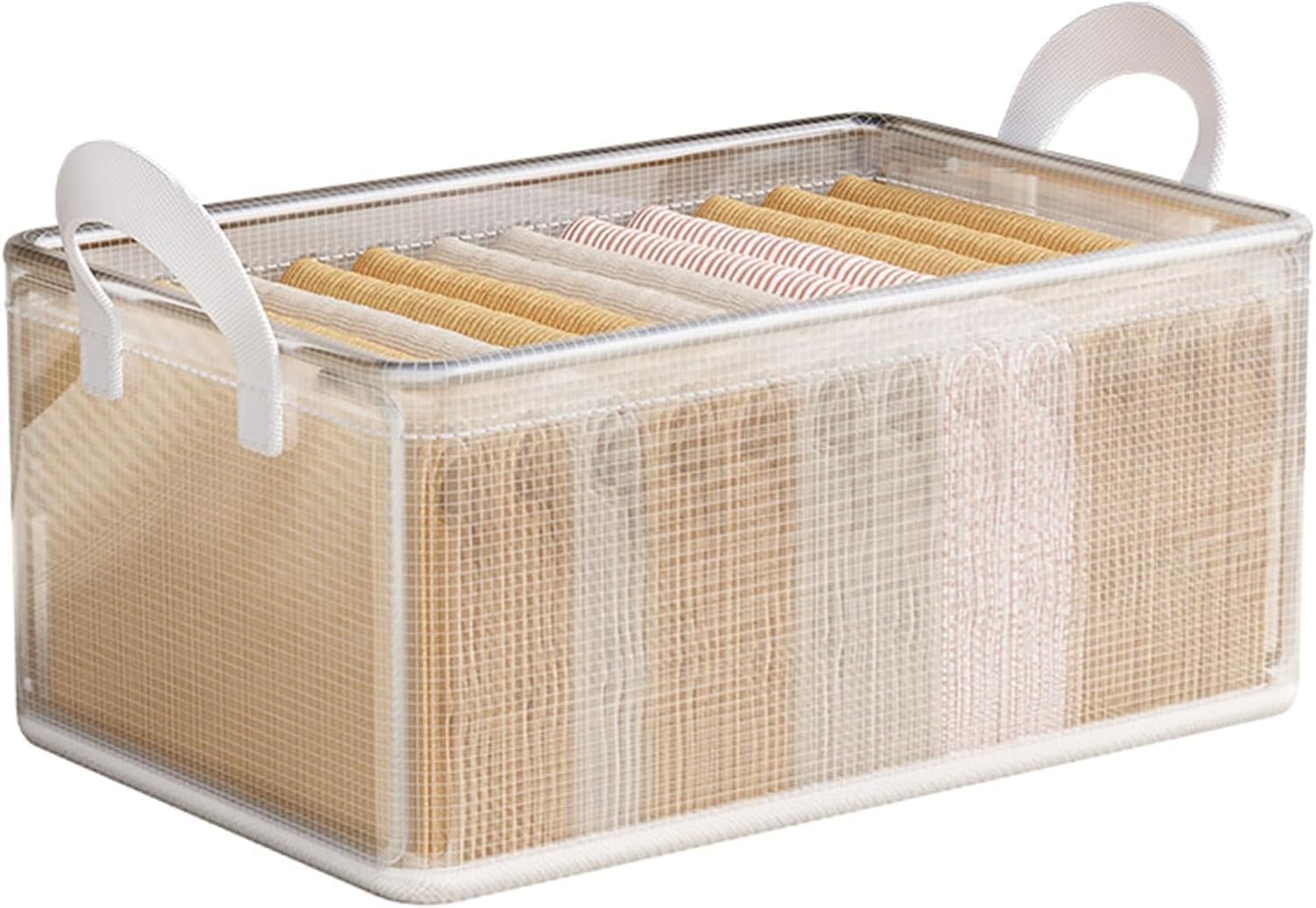 Storage Organizer Boxes with Lids for Wardrobe | Foldable Clothes Storage Box with Handle Closet Organizer for Sarees,Jeans,T-Shirts,Towels Fabric Storage Bins for Home,Bedroom