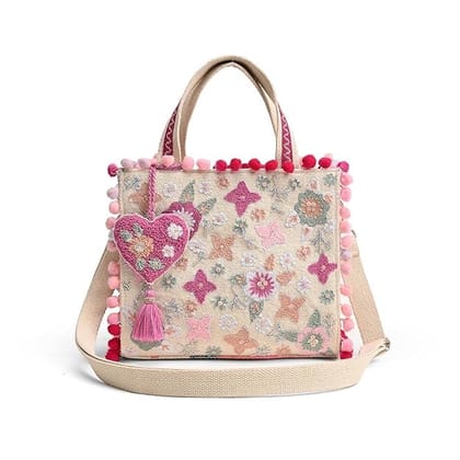 Boho Girl Whimsical Multicolor Jacquard Mini Blush Tote for Women with Adjustable Strap | Wedding Gifts For Woman