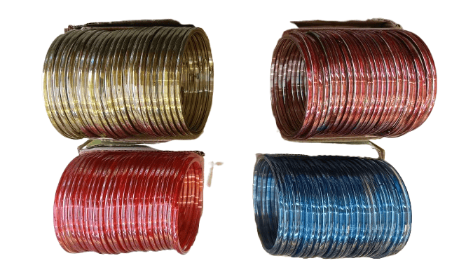 Pack of 4 Multi-colored Glass Bangle Sets - Gold, Red, Blue, Maroon