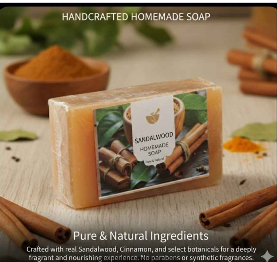 Handcrafted Sandalwood & Cinnamon Homemade Soap - 1 Unit