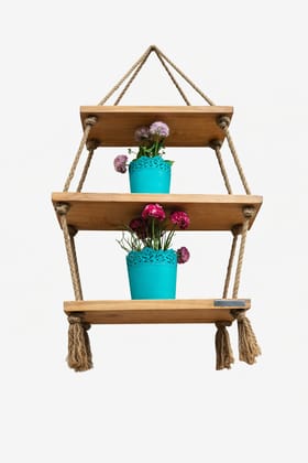 3-Tier Wooden Hanging Shelf with Jute Rope 3-Tier Wooden Hanging Shelf with Jute Rope