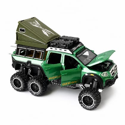 KTRS Enterprise 1:28 Marcades X-Class Die-Cast 6x6 Off-Road Camping Pickup Truck Toy with Light, Sound, Pull Back Action & Opening Doors KTRS Enterprise 1:28 Marcades X-Class Die-Cast 6x6 Off-Road Camping Pickup Truck Toy with Light, Sound, Pull Back Action & Opening Doors