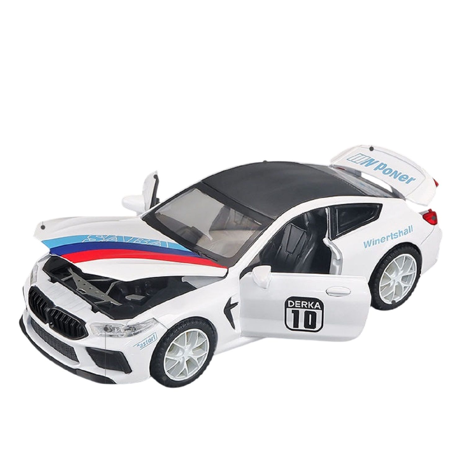 KTRS Enterprise 1:32 M8 Die-Cast Metal Pull Back Sports Car Toy with Light & Sound, Openable Doors, Hood & Trunk