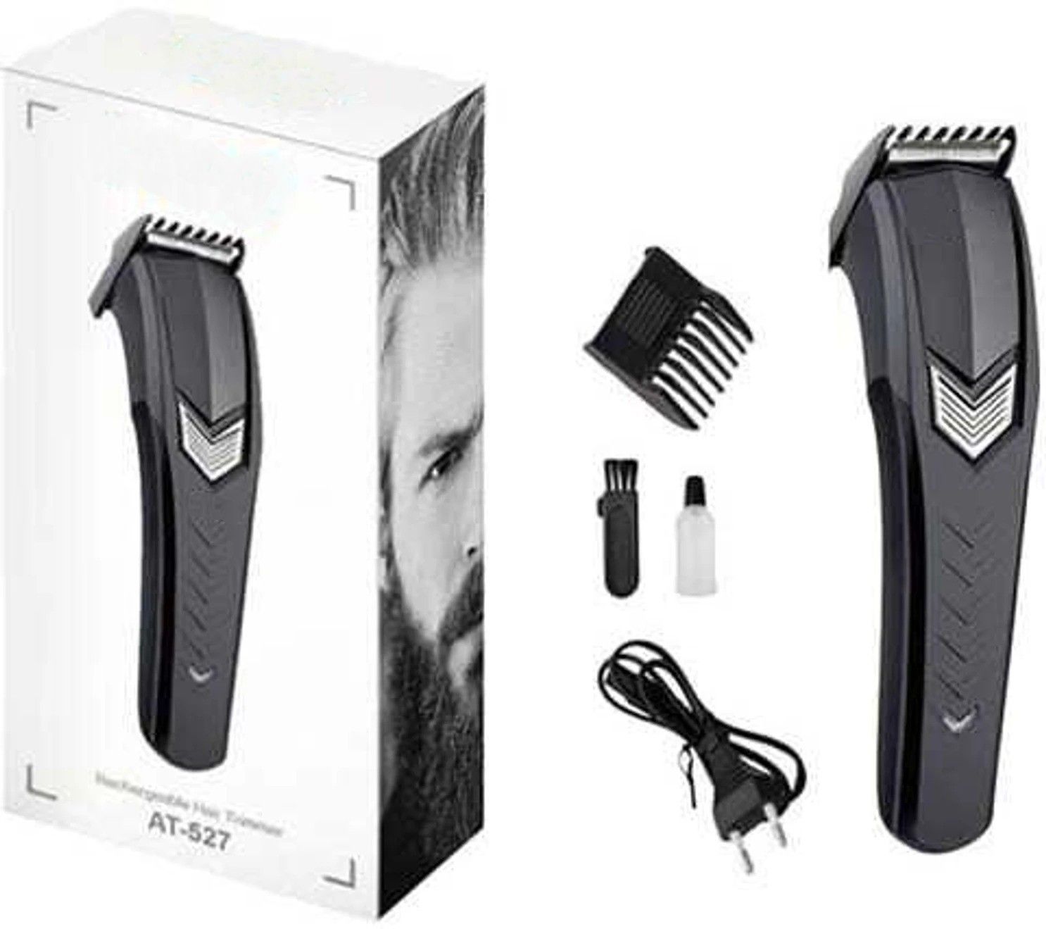 AT-527 Professional Corded/Cordless Electric Trimmer for Men & Women Trimmer 60 min  Runtime 1 Length Settings (Black)