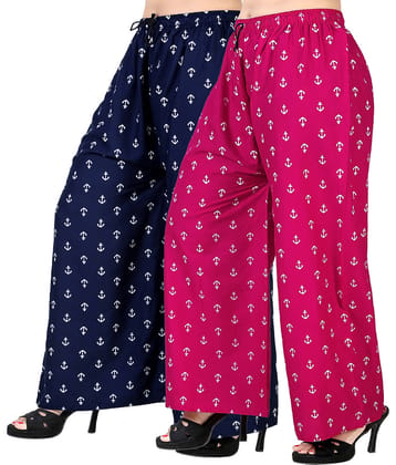 lasafiya Pack of 2 Rayon Straight Women's Palazzos ( Navy Blue )