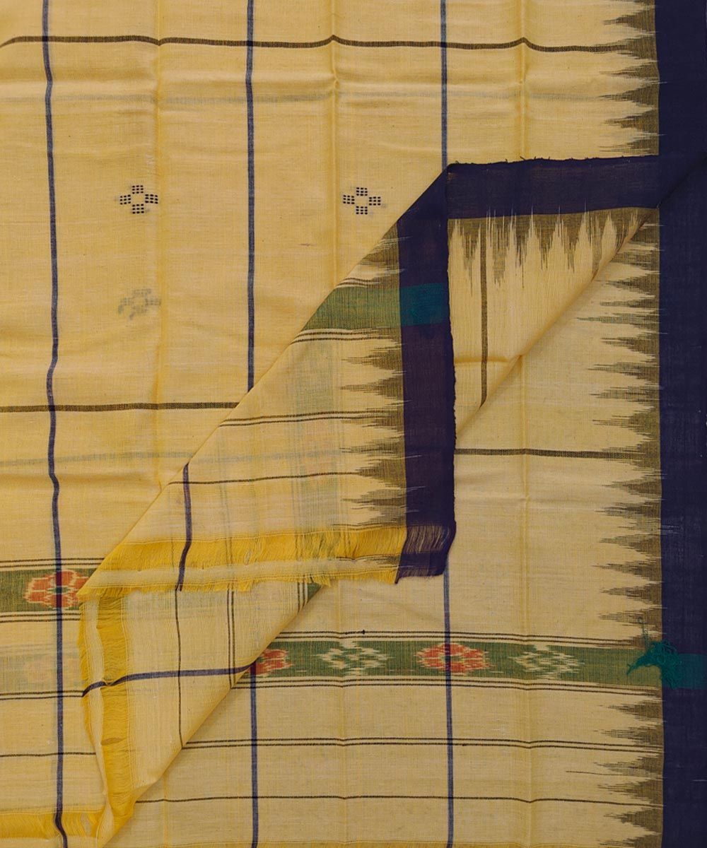 Yellow Blue Sambalpuri Handwoven Cotton Gamuchha SFCGAM2391