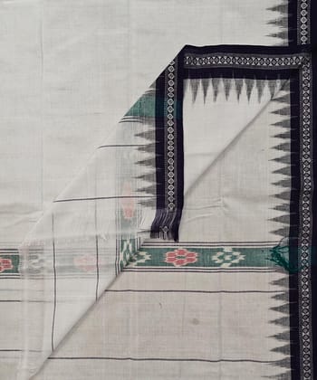 White Blue Sambalpuri Handwoven Cotton Gamuchha SFCGAM2392