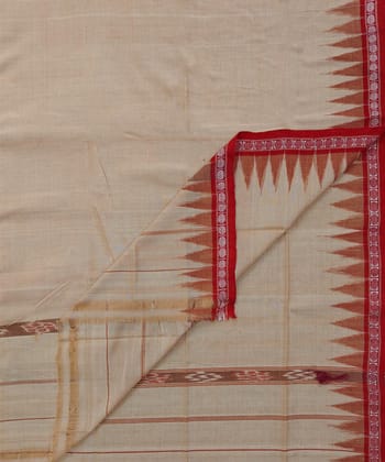 Beige Red Sambalpuri Handwoven Cotton Gamuchha SFCGAM2393