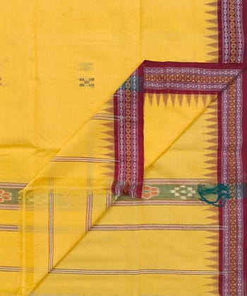 Yellow Maroon Sambalpuri Handwoven Cotton Gamuchha SFCGAM2397