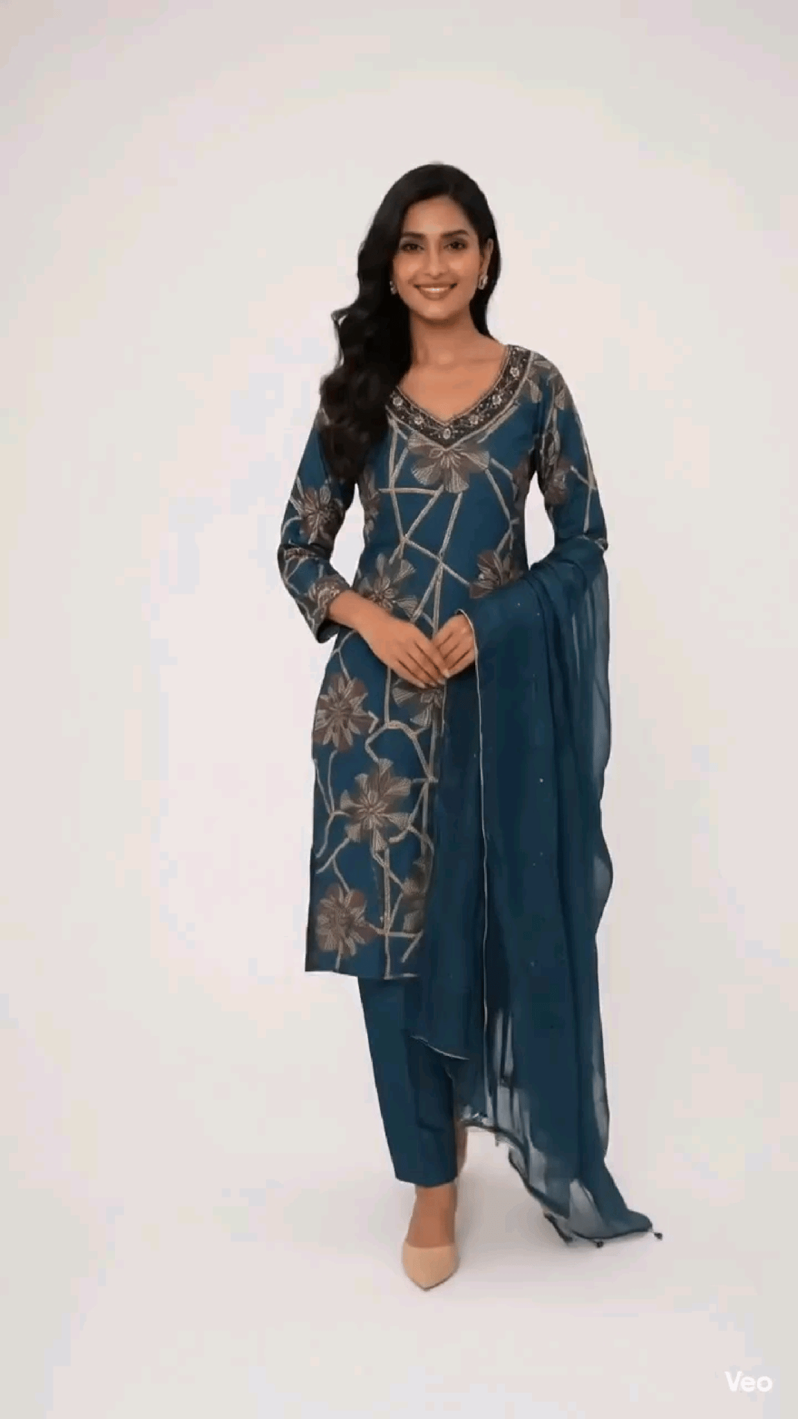 Elegant Floral Printed 3-Piece Suit SetL
