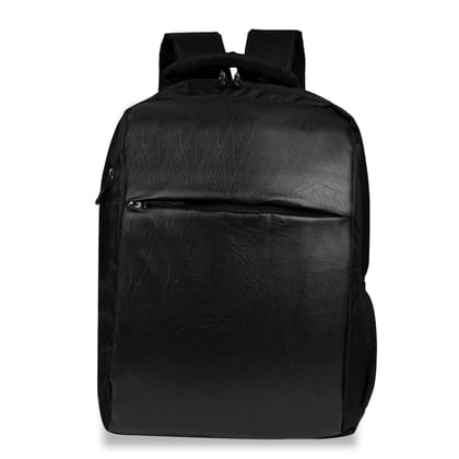 Premium 15.6-Inch Laptop Backpack for Men & Women | Sleek Faux Leather Front, 4 Spacious Compartments, External Water Bottle Pocket | Ergonomic "Jalidar" Breathable Mesh Back Panel for Airflow – Perfect for Office, College & Travel (Black)