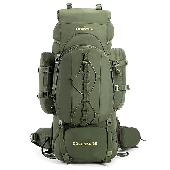 TRIPOLE Colonel Metal Frame Rucksack with Detachable Bag & Rain Cover for Trekking & Travelling | Men & Women | 3 Year Warranty