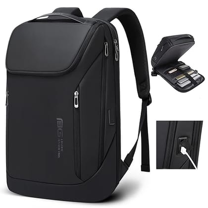 Red Lemon BANGE Captain Business Smart Backpack Water-Resistant fit 15.6 Inch Laptop Backpack with USB Charging Port,Travel Durable Backpack for Men and Women (Black)