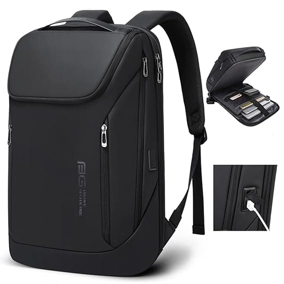 Red Lemon BANGE Captain Business Smart Backpack Water-Resistant fit 15.6 Inch Laptop Backpack with USB Charging Port,Travel Durable Backpack for Men and Women (Black)