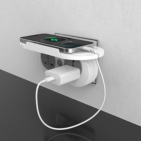Goldmedal Wall-E-3 Pin Plug Travel Adaptor with Mobile Stand | Universal Sockets | Multiplug for Home & Office Appliances | Supports 2-Pin & 3-Pin Plugs (Pack of 1) - White
