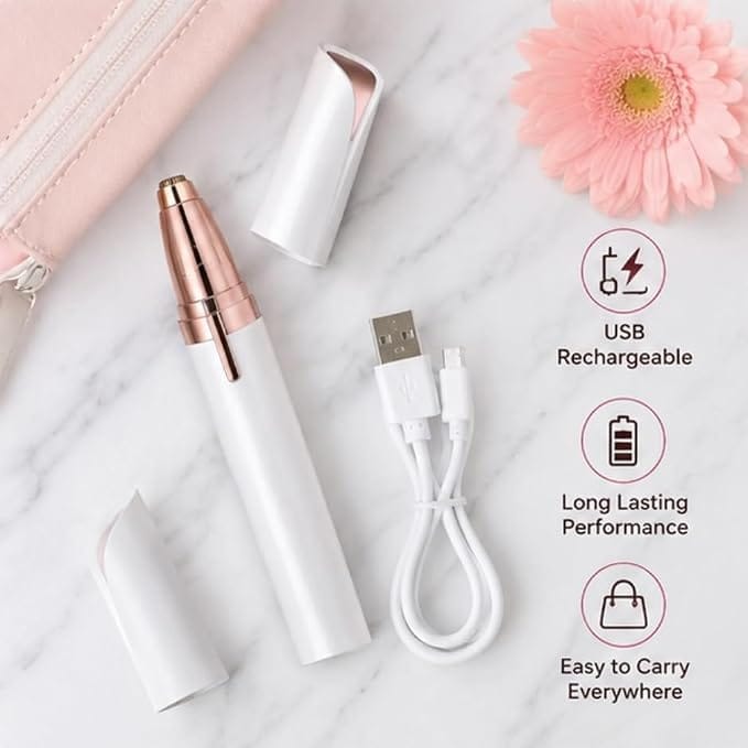 Electric Eyebrow Trimmer Blawless eyebrow and nose trimmer, Painless Facial Hair Remover Pen with Precision Blade, Portable Rechargeable Eyebrow Shaper for Face, Upper Lip & Peach Fuzz Removal