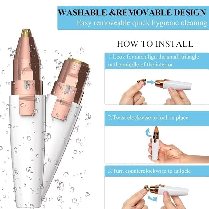 2-in-1 Eyebrow Trimmer for Women – USB Rechargeable Facial Hair Remover with Replaceable Precision Heads – Painless Eyebrow Razor & Face Hair Removal Tool with LED Indicator Light