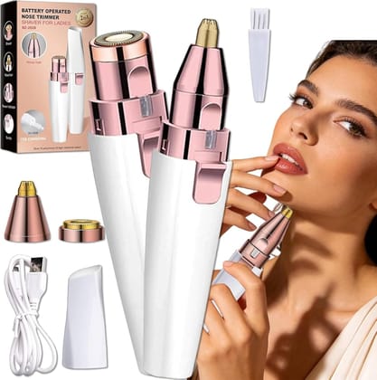 Eyebrow Trimmer for Women, 2 in 1 Rechargeable Facial Hair Remover with Replaceable Heads, Professional Personal Hair Removal Eyebrow Razor with Indicator Lights