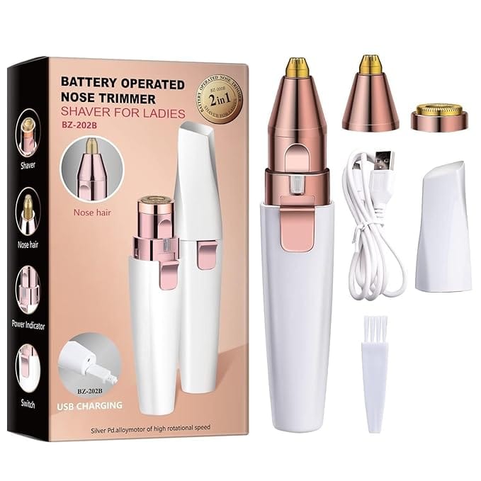 2 in 1 Eyebrow Trimmer Pen & Facial Hair Removal Machine – Upper Lip Hair Remover for Women & Epilator – USB Rechargeable, Painless Beauty Tool