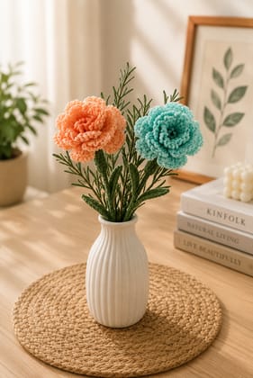 Handmade Crochet Flower Stem – Decorative Knitted Floral Bouquet Handmade Crochet Flower Stem – Decorative Knitted Floral Bouquet