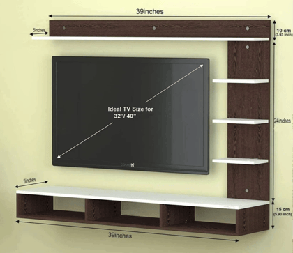 Modern Wall Mounted TV Entertainment Unit with Floating Shelves
