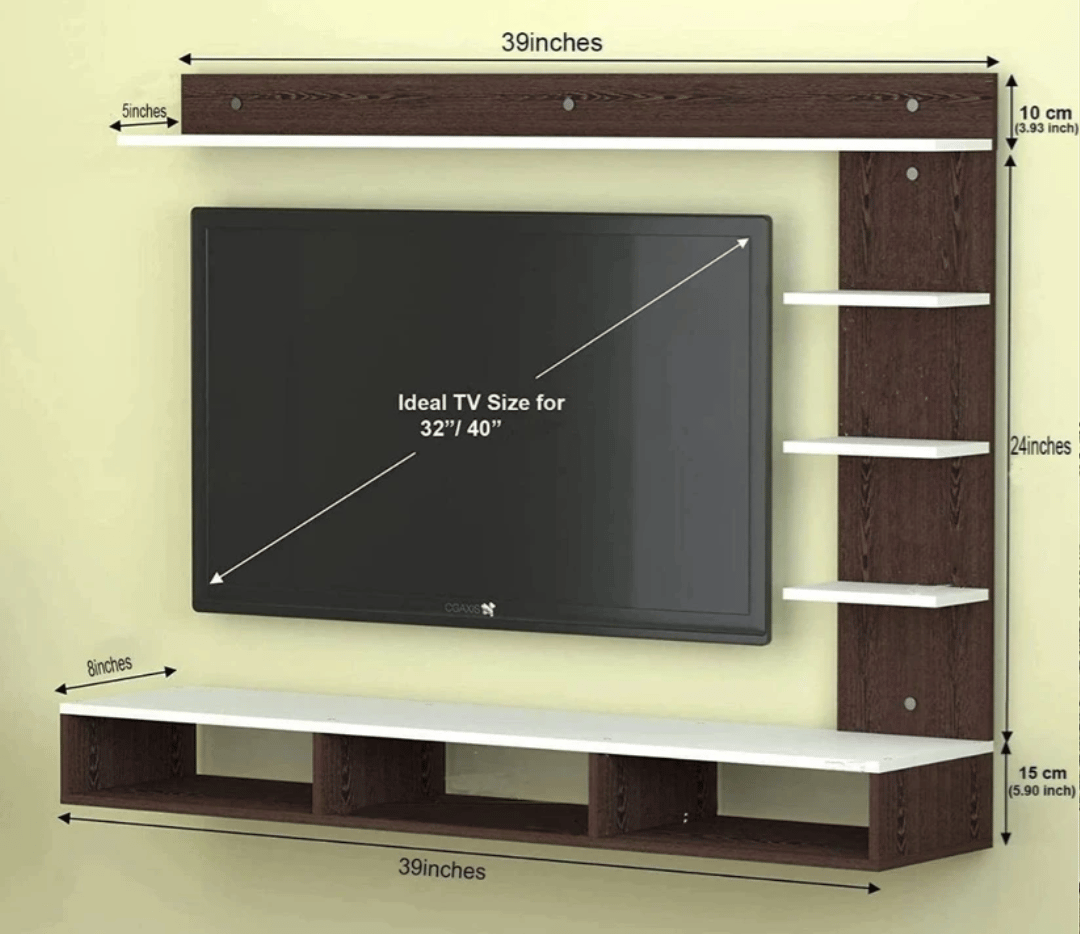 Modern Wall Mounted TV Entertainment Unit with Floating Shelves