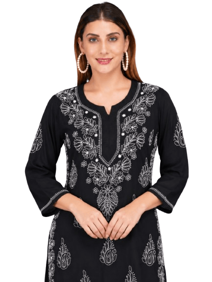 Women Chikankari Embroidered Kurti in Fox Georgette Fabric