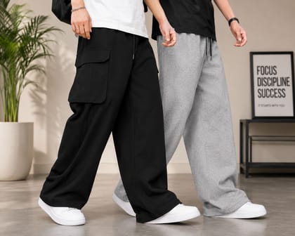 Men's Relaxed Fit Cargo Jogger Pants Combo Pack (Black & Grey) Men's Relaxed Fit Cargo Jogger Pants Combo Pack (Black & Grey)