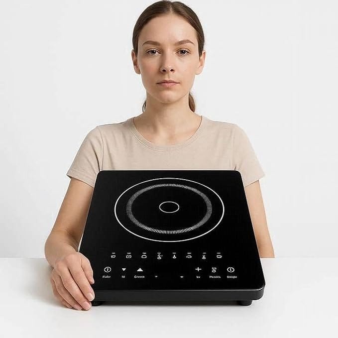 Drumstone Portable 2000W Induction Cooktop Electric Stove, Smart Cooking Menus, Timer Control, Fast Heating, Durable Glass Top for Home Kitchen Use (Black)