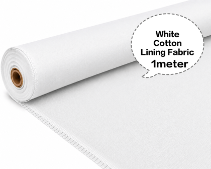 White Cotton Lining Fabric, White Cotton Inner Fabric, White Cotton Astar Fabric, White Cotton Lining Cloth, White Cotton Garment Lining 1 meter 