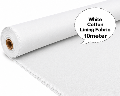 White Cotton Lining Fabric, White Cotton Inner Fabric, White Cotton Astar Fabric, White Cotton Lining Cloth, White Cotton Garment Lining 10 meter 