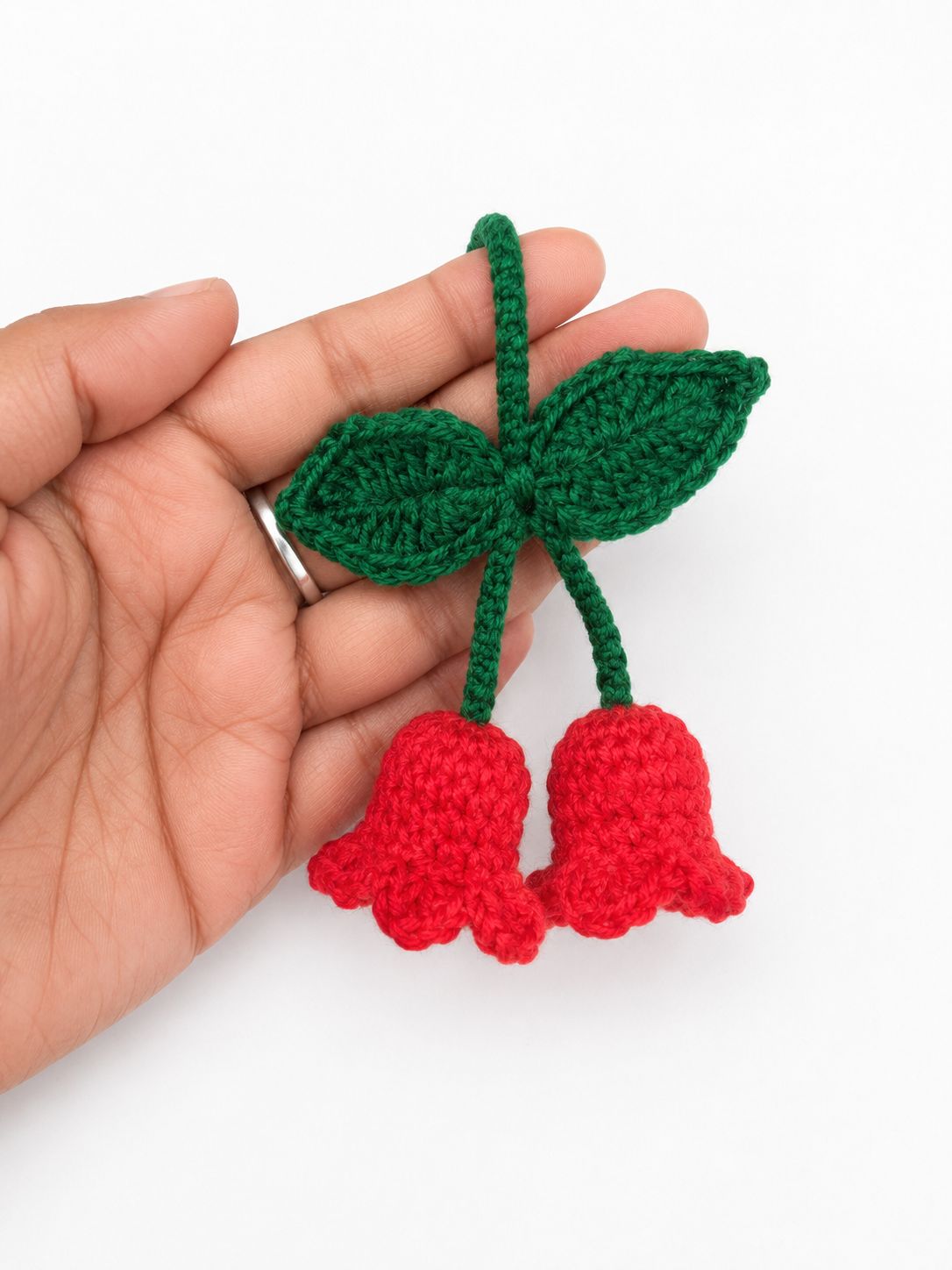 Handmade Crochet Cherry Hair Clip for Kids – Red Cherry Crochet Hair Accessory