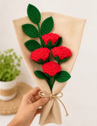 Handmade Crochet Rose Bouquet