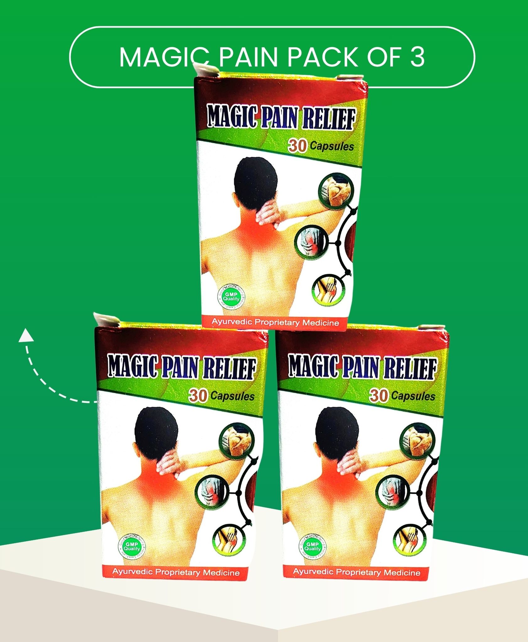 Magic Pain Relief Extra Strength Capsules – Ayurvedic Joint & Muscle Care (30 Caps) Pack of 3 